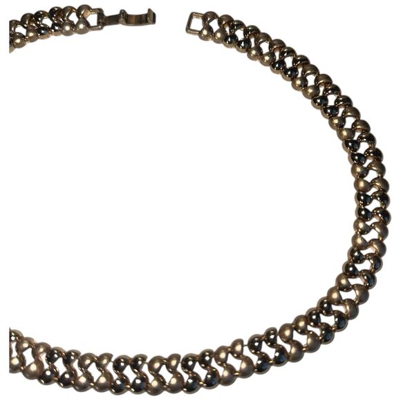 Vintage Gold Tone Woven Link Collar Necklace 19” Choker Statement Retro Glam - Picture 12 of 12